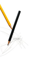 Isolated Black and Yellow Pencils Scribble Drawing Art on Black Background