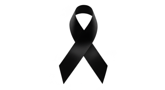 Isolated Black Ribbon for Mourning Sympathy and Remembrance Transparent Background
