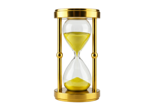 Antique Gold Hourglass Sand Timer Measuring Time on Transparent Background