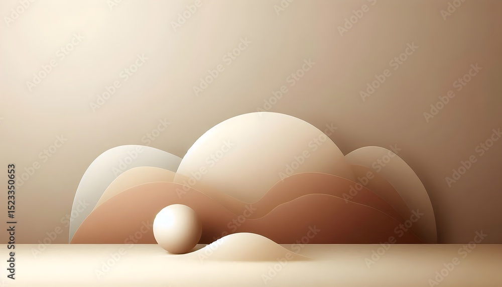 Poster warm and cozy soft abstract background in brown and cream with smooth gradient transitions and subtl