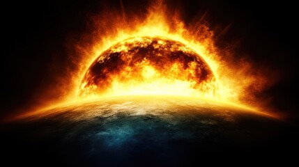 Earth consumed by fiery sun