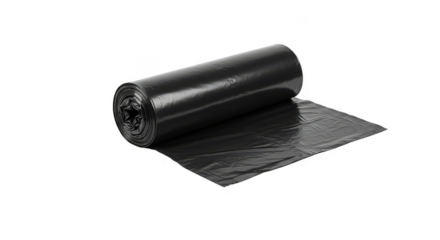 Black Plastic Garbage Bag Roll Transparent Background Waste Removal