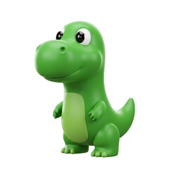 Fototapeta premium Cartoon 3D Render of Green Dinosaur Reptile Isolated on Background