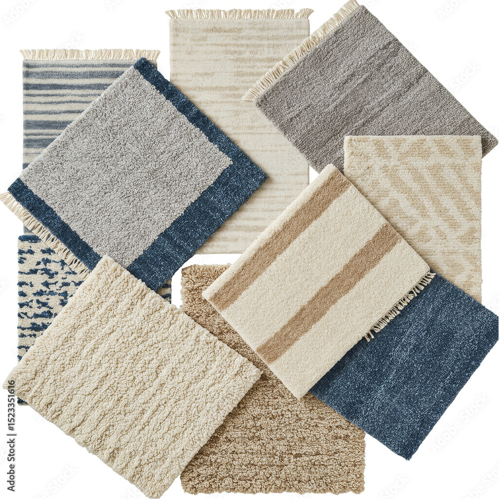 Aufkleber isolated carpet tile flooring with various colors and patterns background