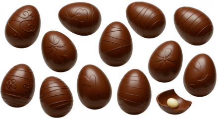 Isolated Chocolate Easter Eggs Delicious Sweet Treat with Transparent Background