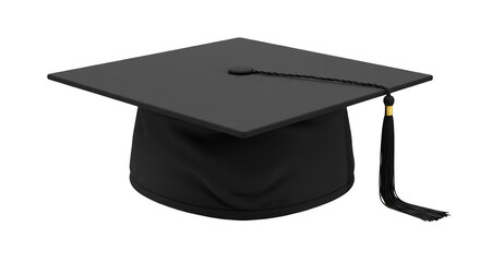 Isolated 3D Graduation Mortarboard Cap With Tassel in Black Illustration