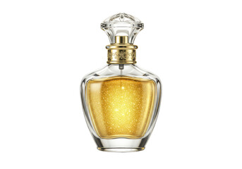 Illustration Golden Perfume Bottle with Transparent Liquid Luxury Aroma