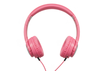 Isolated Close Up of Pink Headphones on Transparent Background