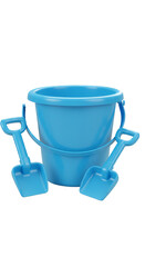 Isolated 3d Rendering of Blue Bucket Shovels Sand Beach Summer Toys