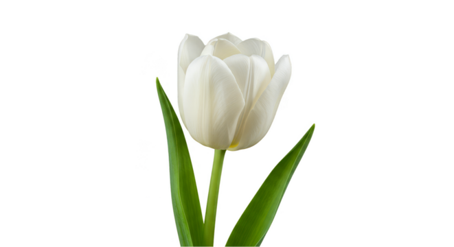 Isolated Close Up White Tulip Flower Bloom on Transparent Background