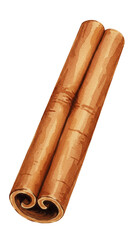 Illustration of a Brown Cinnamon Stick Spice on Transparent Background