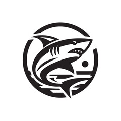 shark logo, editable black and white vector