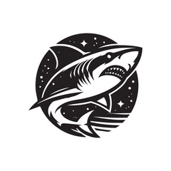 shark logo, editable black and white vector