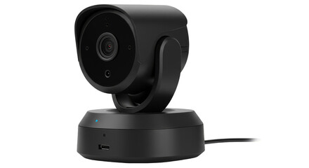 Isolated Black Security Camera For Home Surveillance On Transparent Background
