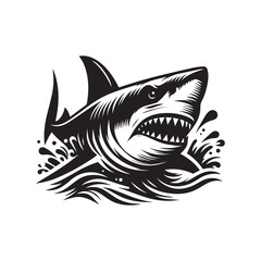 Fototapeta premium shark logo, editable black and white vector