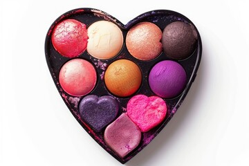 high quality image of Eyeshadow palette and beauty blender on white background