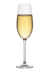 Isolated Champagne Glass Transparent Alcohol Drink with Bubbles and Gold
