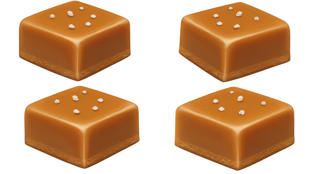 Delicious Salty Caramel Candies Squares Sweet Treat Isolated Background