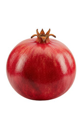 Isolated Close Up of a Ripe Red Pomegranate Fruit on Transparent Background