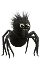 Obraz premium Isolated Cute Black Toy Spider With Furry Texture On Transparent Background