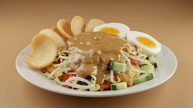 Gado-Gado Indonesian Salad close up food presentation