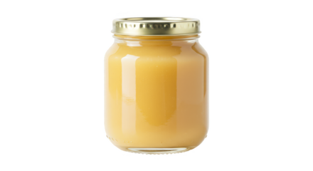 Isolated Illustration of Yellow Apple Sauce in Glass Jar Transparent