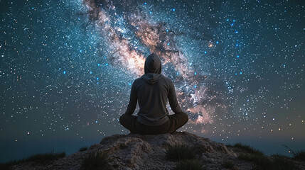 Obraz premium Solitude Under the Cosmos: A Journey of Self-Discovery