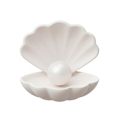 Illustration of Pearl Inside White Seashell On Transparent Background
