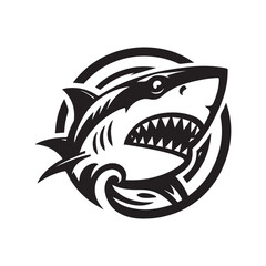shark logo, editable black and white vector