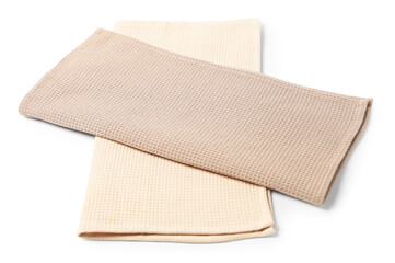 Two clean waffle towels isolated on white
