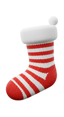 Illustration of Striped Knitted Red and White Christmas Stocking Holiday Decoration