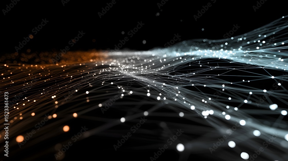 Poster a virtual graph of glowing lines and dots