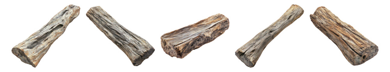 Natural Wooden Logs from Forests with Unique Textures and Patterns, Isolated on Transparent, white background