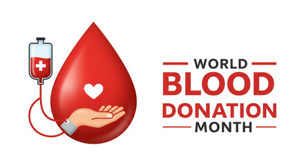 Illustration of World Blood Donation Day with Red Drop Hand and Bag