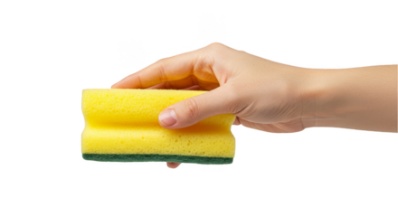 Illustration of Yellow Sponge in a Woman Hand for Household Cleaning