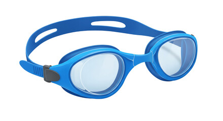 Illustration Blue Swim Goggles with Clear Lenses Isolated on Transparent