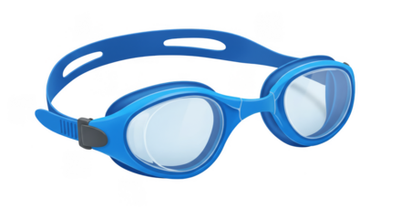 Illustration Blue Swim Goggles with Clear Lenses Isolated on Transparent