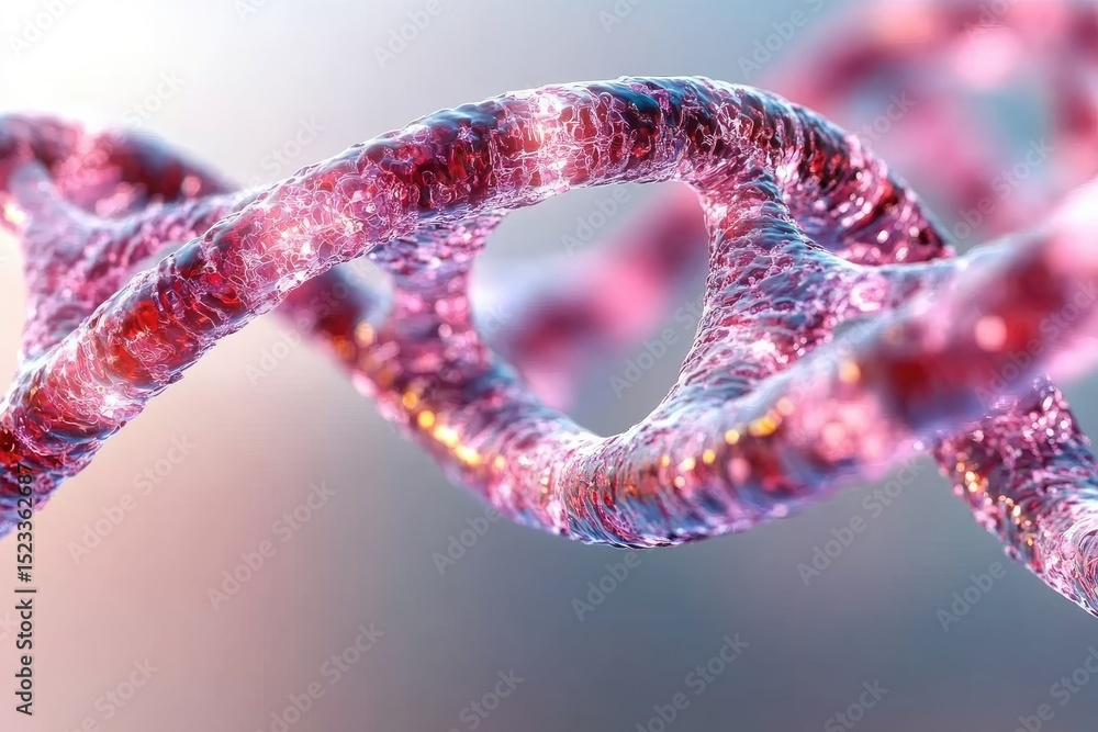 Poster detailed, close-up render of dna's double helix, displaying intricate details and structure