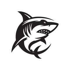 shark logo, editable black and white vector