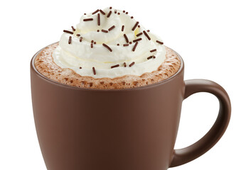 Isolated Illustration of Frothy Chocolate Drink with Whipped Cream and Sprinkles