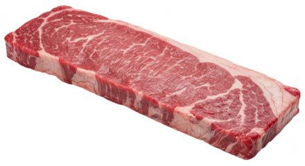 Isolated Raw Marbled Strip Steak Cut On Transparent Background