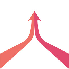 Modern Flat Abstract Graph Illustration with Growth Arrow in Red, Pink, and Turquoise on White Background