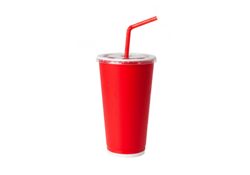 Isolated Red Cup with Straw Transparent Background Drink Illustration