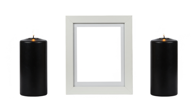 Isolated Mockup with Candles on Transparent Background Black Frame White