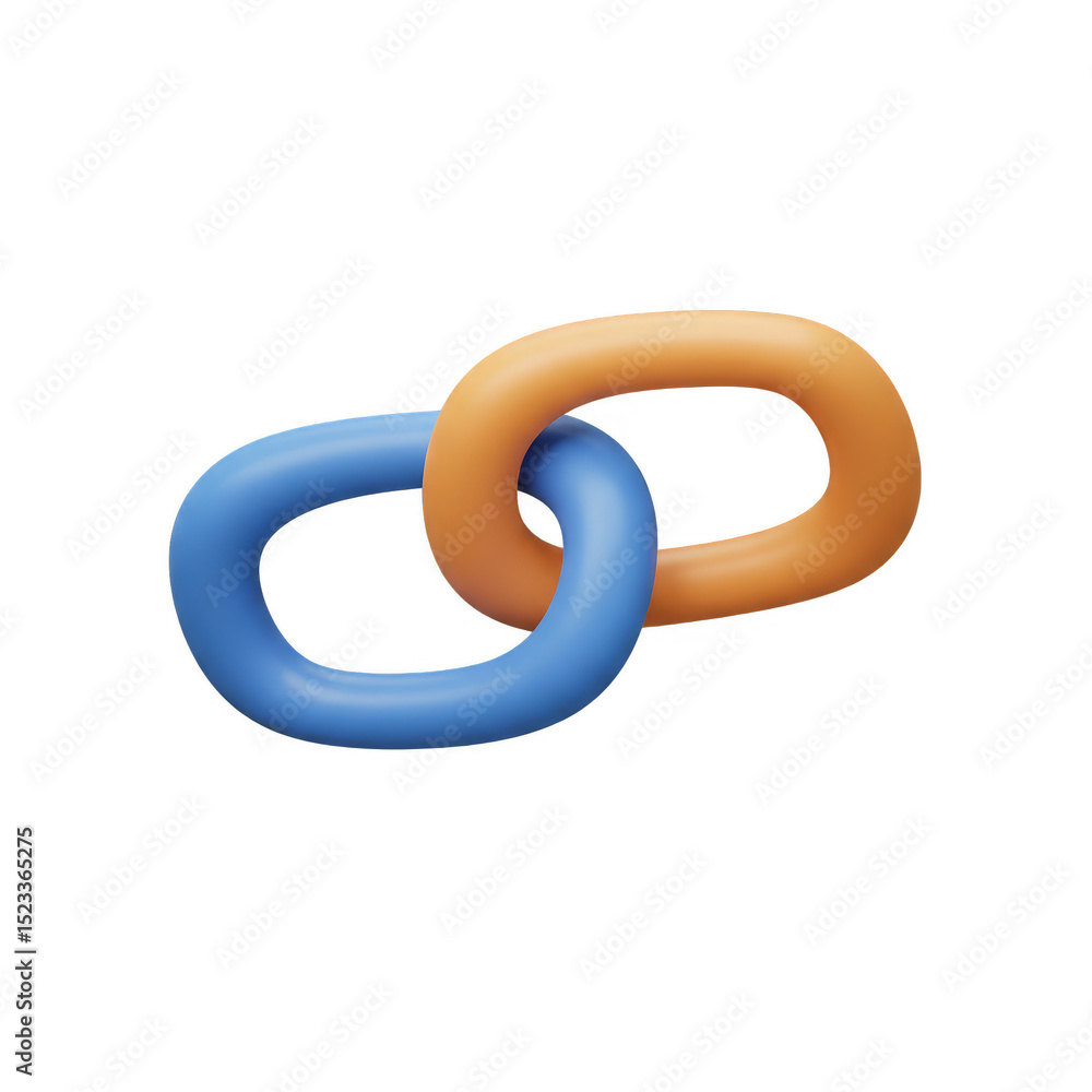 Poster illustration of 3d interlocking chain with blue and orange loop elements