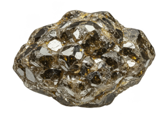 Isolated Shiny Gold Pyrite Mineral Specimen with Transparent Background