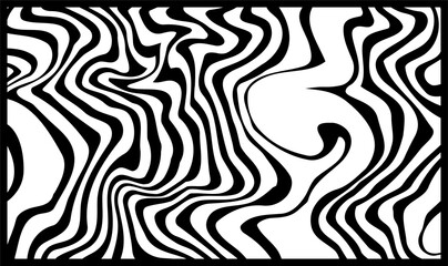 Black and white stripes with liquify lines abstract background for backdrop or fabric style