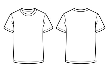 Blank white t-shirt mockup showing front and back view. Isolated vector template for fashion design, branding, or clothing presentations.