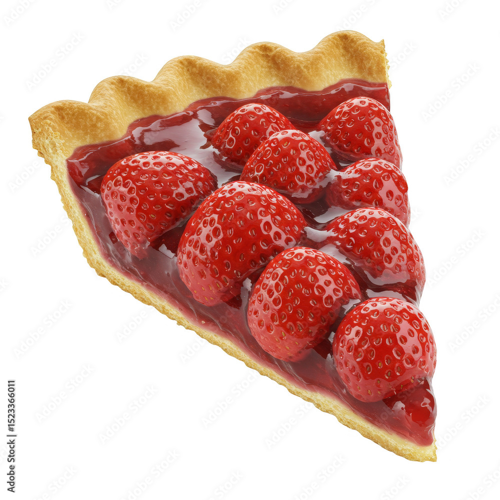Poster isolated slice of strawberry pie dessert on transparent background