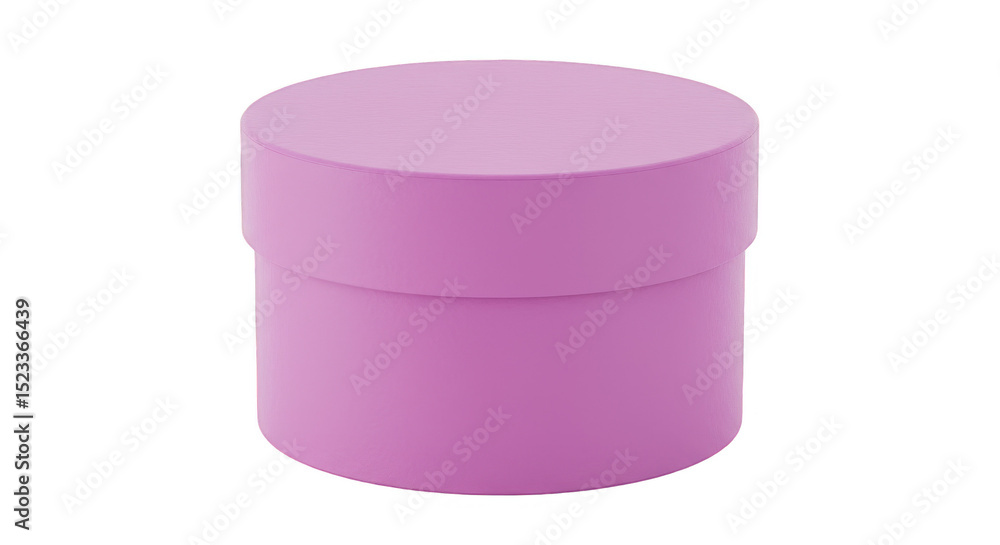 Poster isolated 3d render of a pink round box container with lid